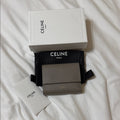 CELINE Small Trifold Wallet in Gray Embossed Calf Leather