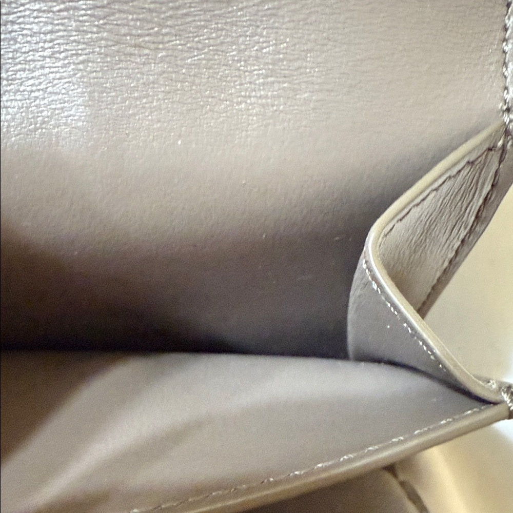 CELINE Small Trifold Wallet in Gray Embossed Calf Leather