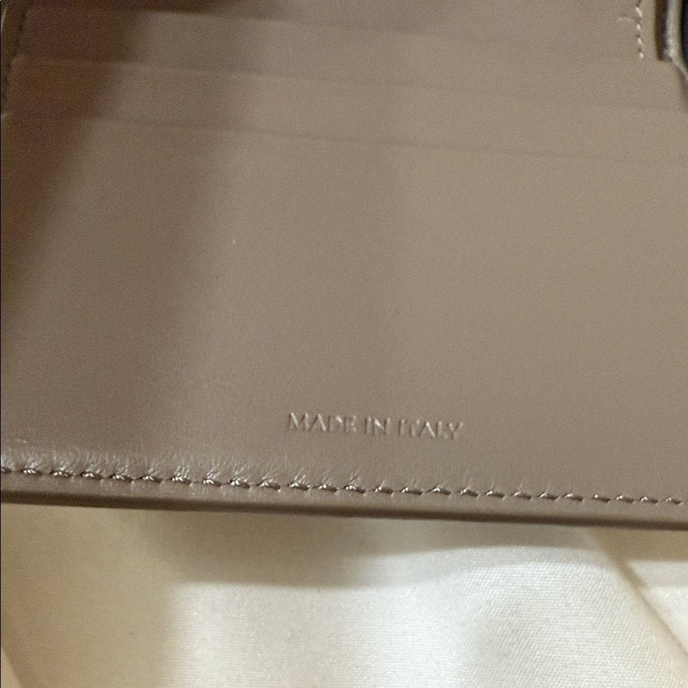 CELINE Small Trifold Wallet in Gray Embossed Calf Leather