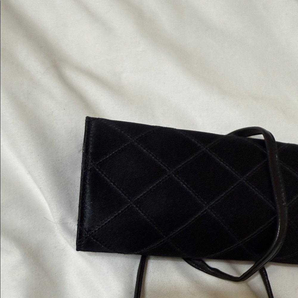 Rare Chanel Black Silk and Leather Jewelry Case