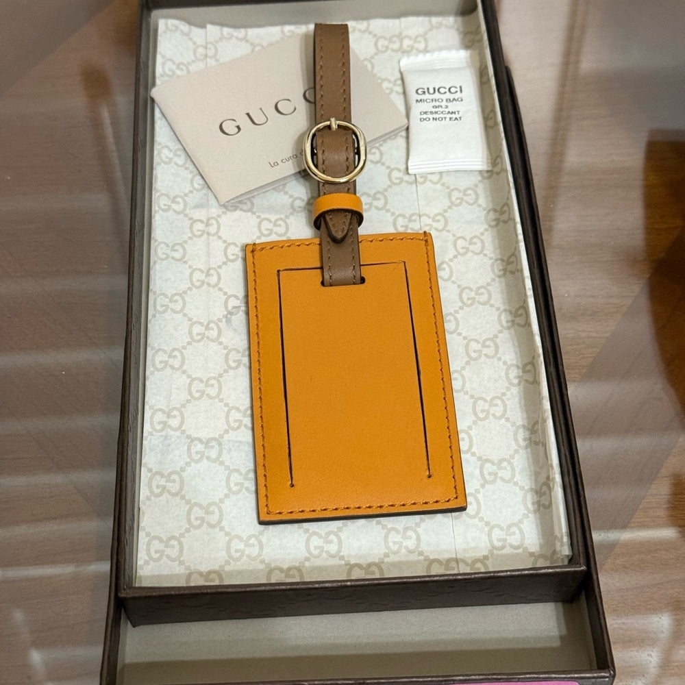 Gucci Leather Luggage Tag Bag Charm
