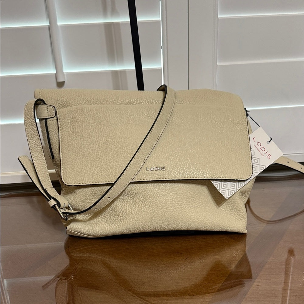 New Lodis Cream Leather Crossbody Bag