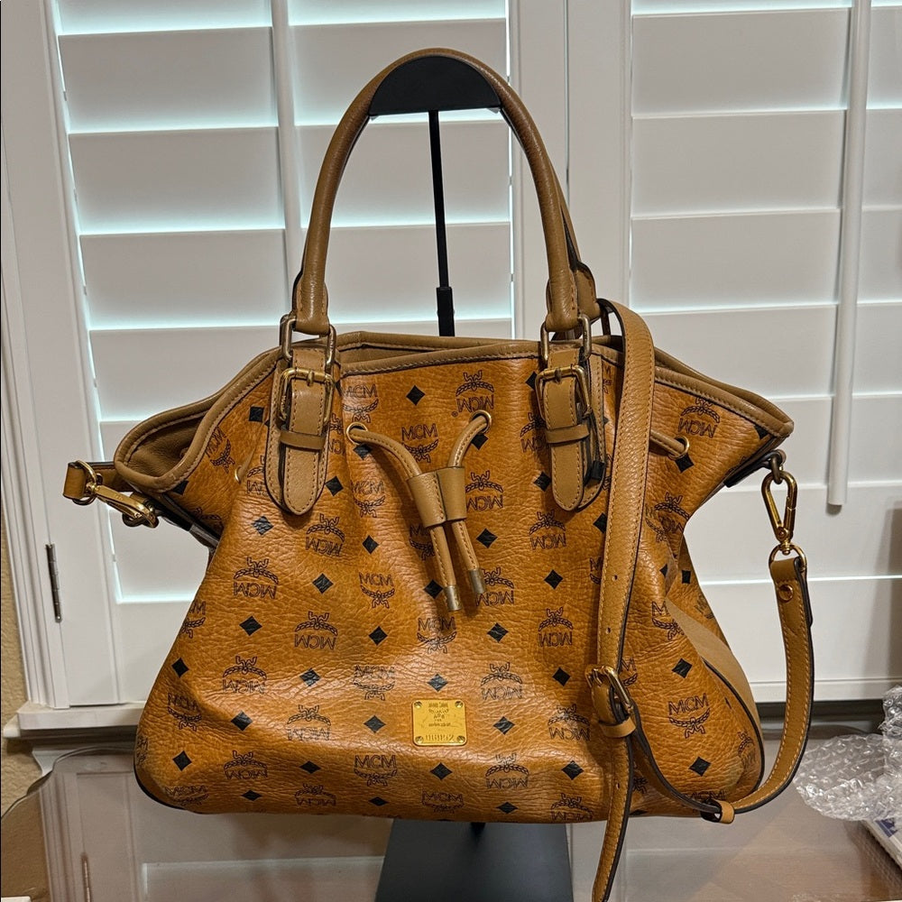 MCM Cognac Visetos Satchel Bag