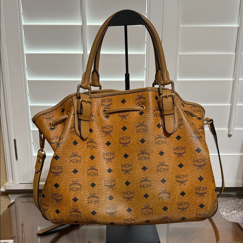 MCM Cognac Visetos Satchel Bag