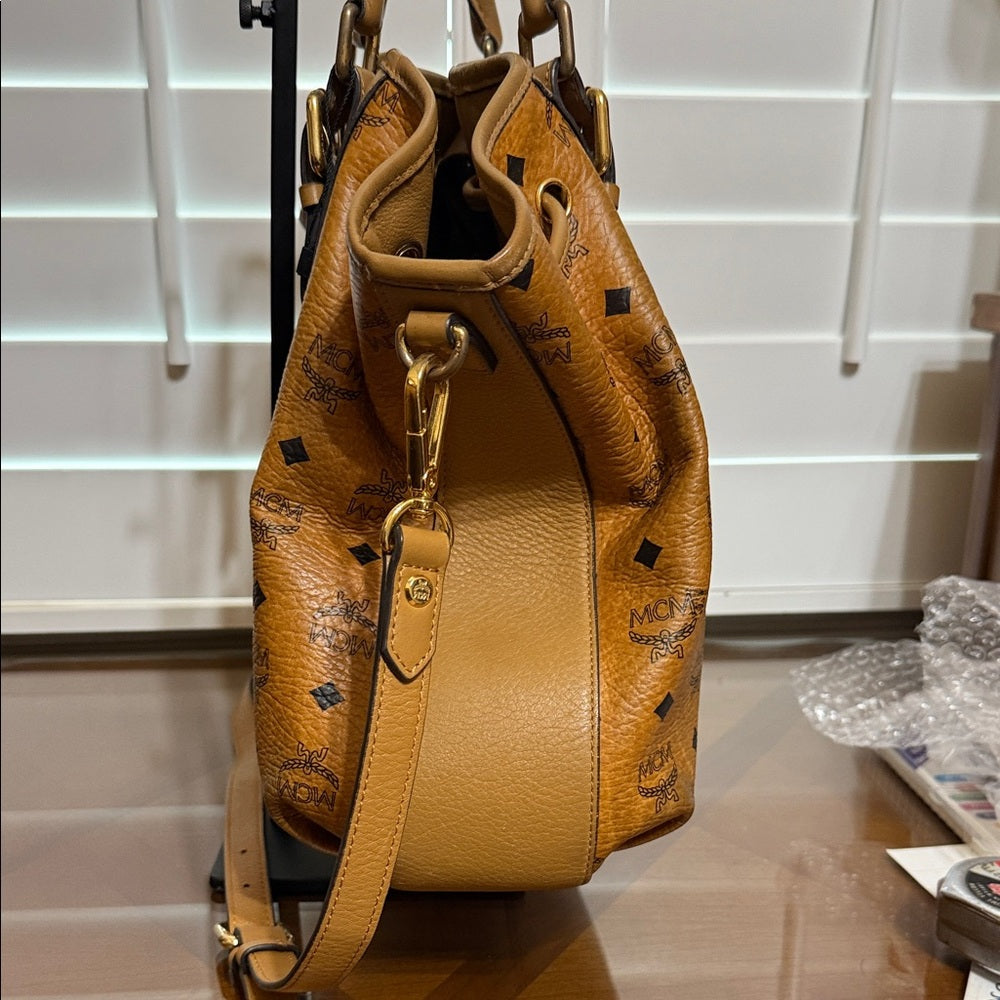 MCM Cognac Visetos Satchel Bag