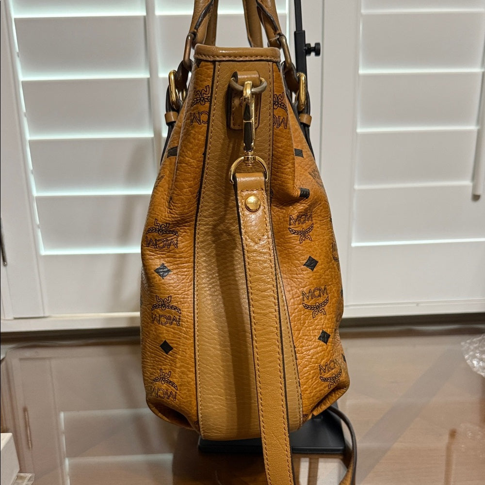 MCM Cognac Visetos Satchel Bag