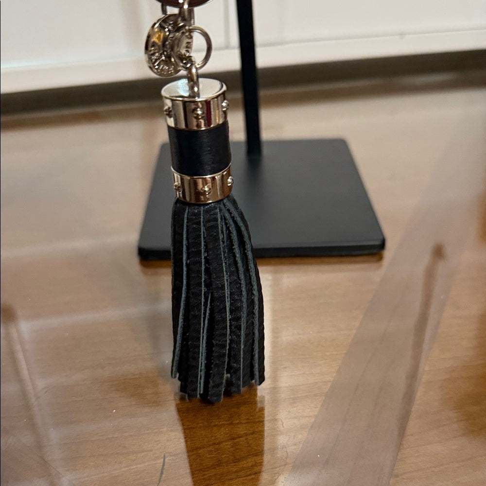 Celine Dion Black & Silver Tassel Bag Charm/Key Holder