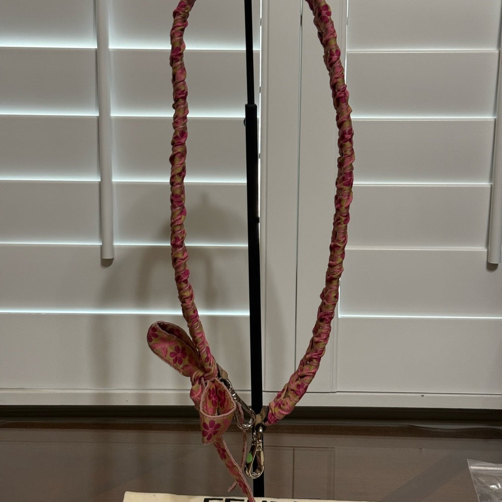 New Fendi Pink Floral Braided Bag Strap SH