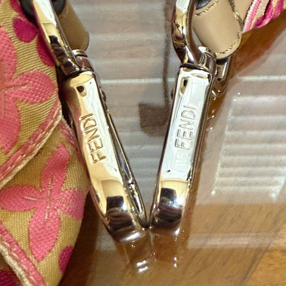 New Fendi Pink Floral Braided Bag Strap SH