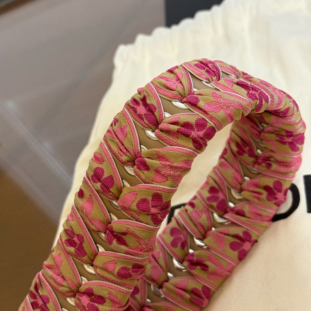 New Fendi Pink Floral Braided Bag Strap SH
