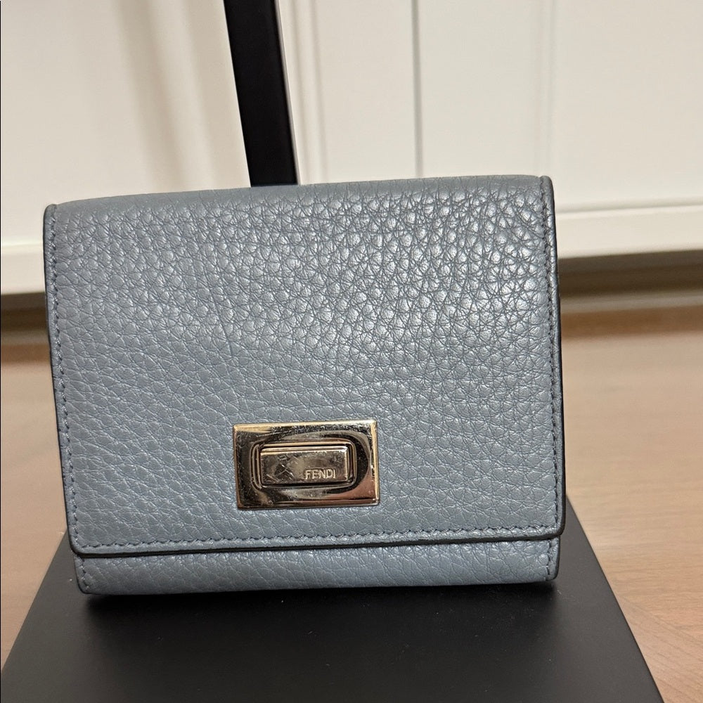 Fendi Grey Leather Card Wallet