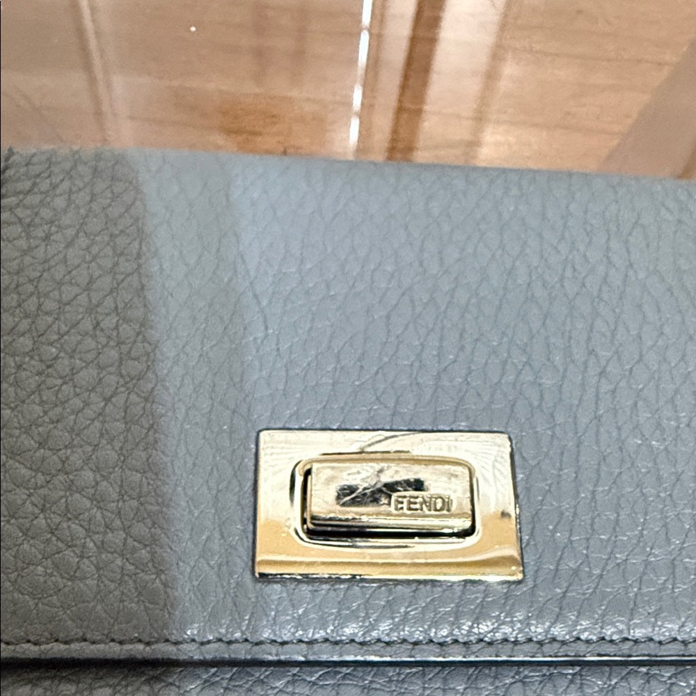 Fendi Grey Leather Card Wallet
