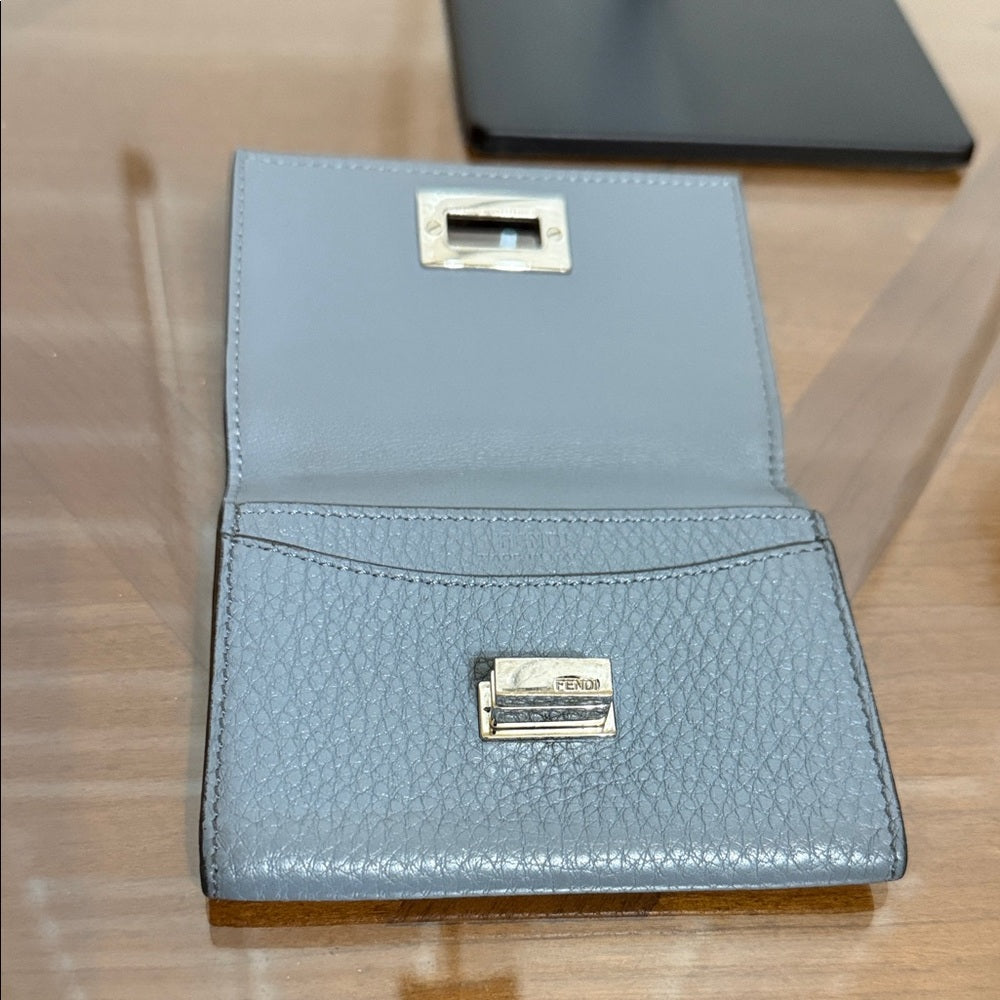 Fendi Grey Leather Card Wallet
