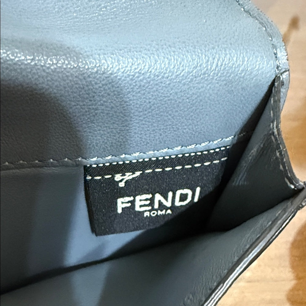 Fendi Grey Leather Card Wallet