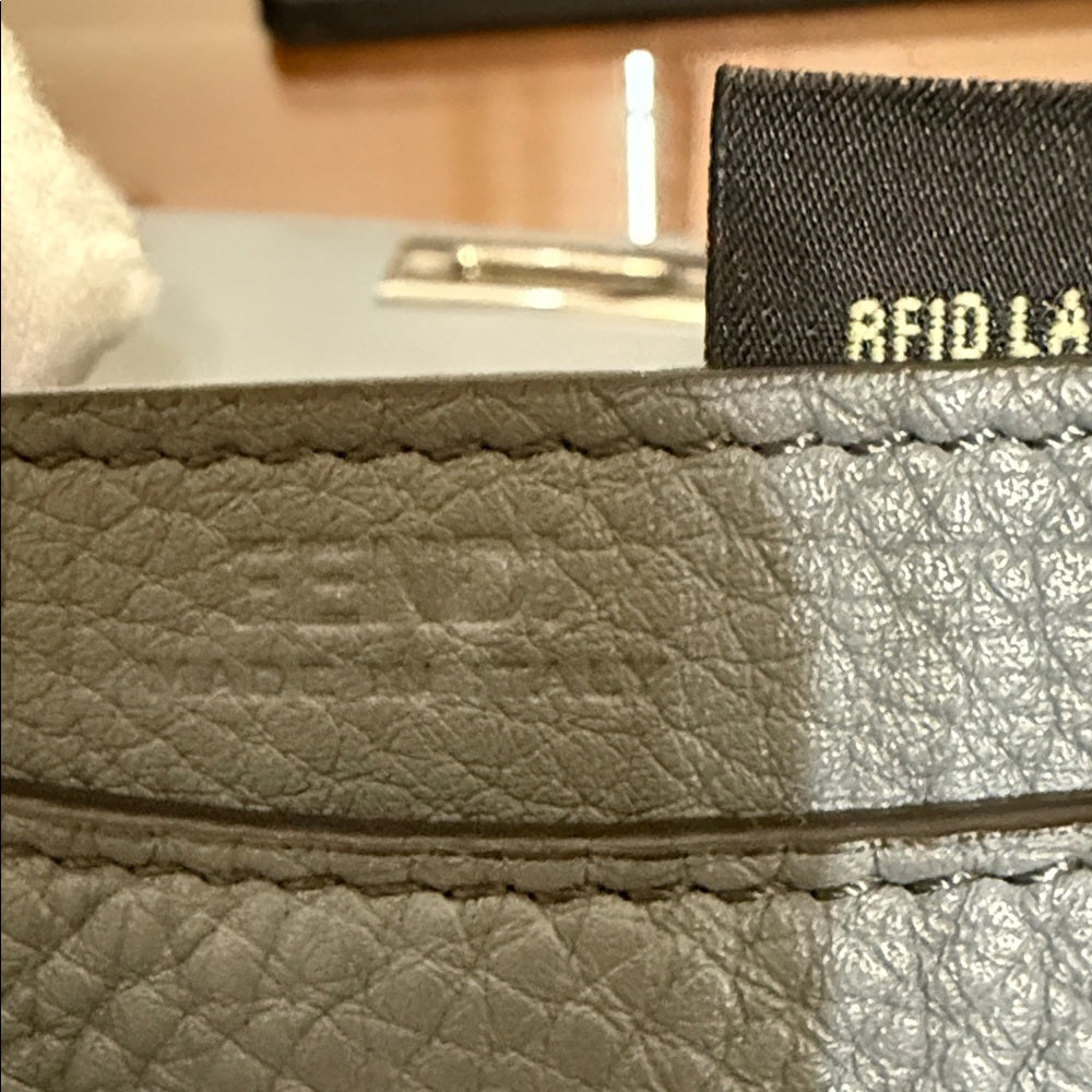 Fendi Grey Leather Card Wallet