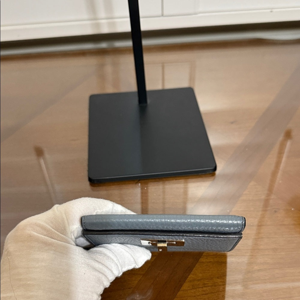 Fendi Grey Leather Card Wallet