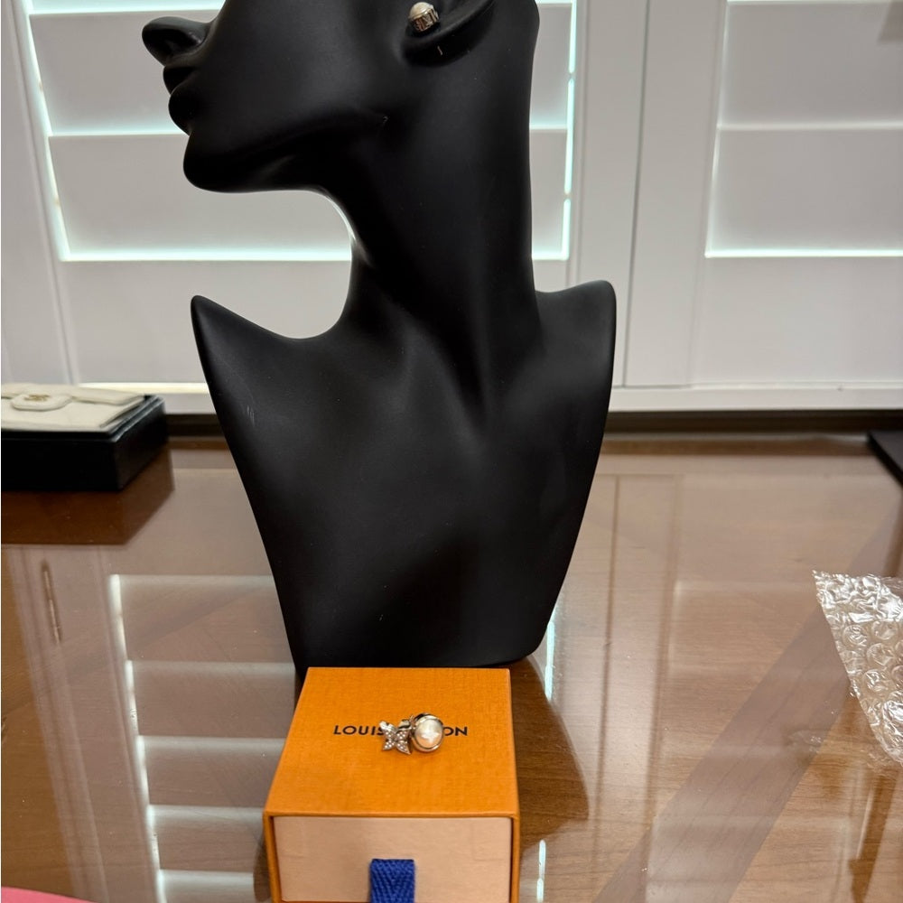 Louis Vuitton Rodeo Silver, Rhinestone and Pearl Earrings