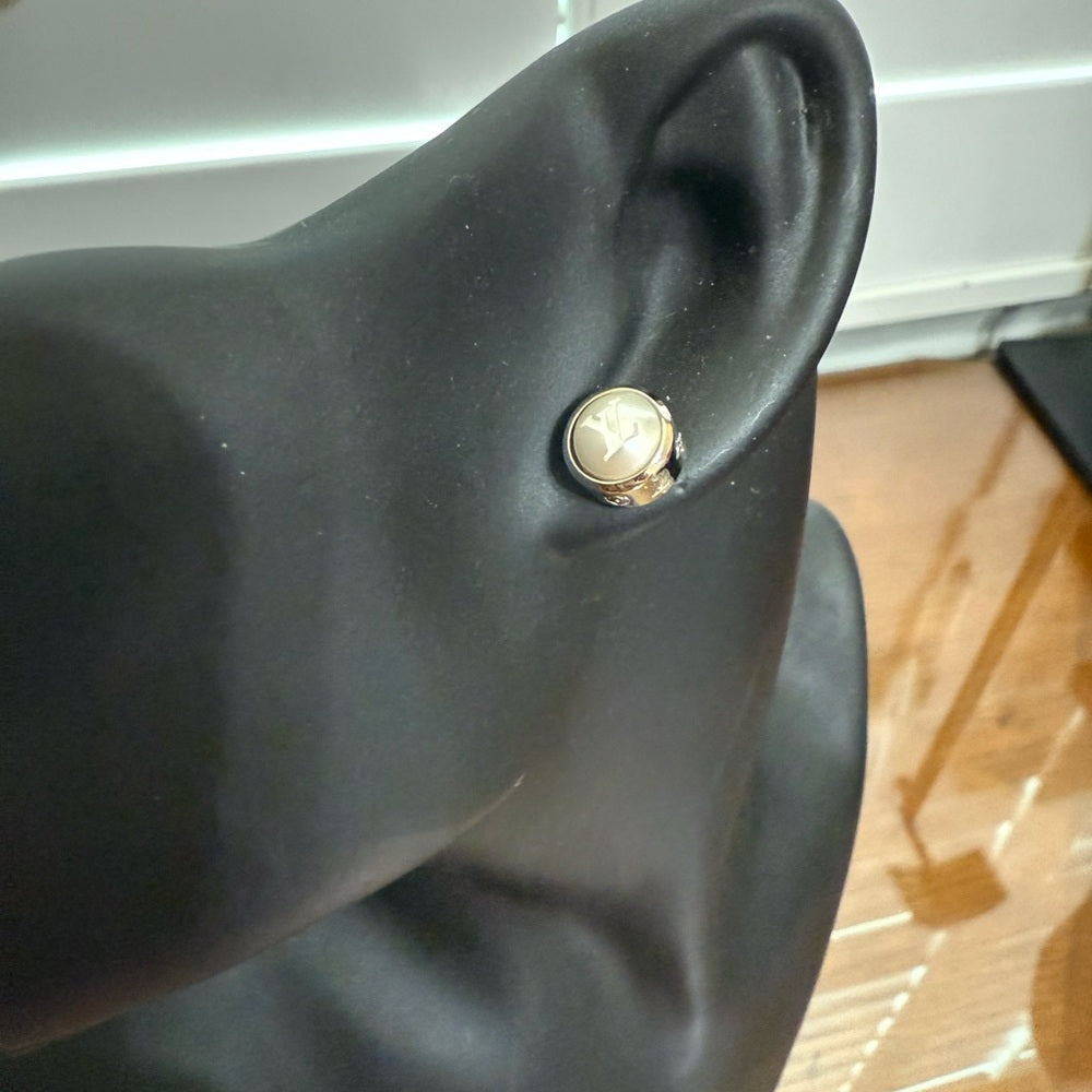 Louis Vuitton Rodeo Silver, Rhinestone and Pearl Earrings