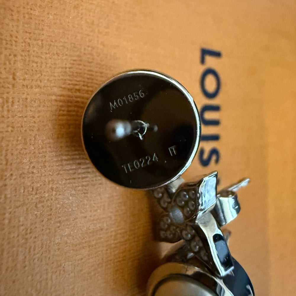 Louis Vuitton Rodeo Silver, Rhinestone and Pearl Earrings