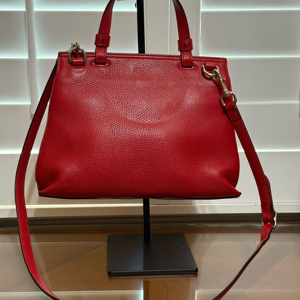 Gucci Bamboo Red Pebbled Leather 2 Way Bag