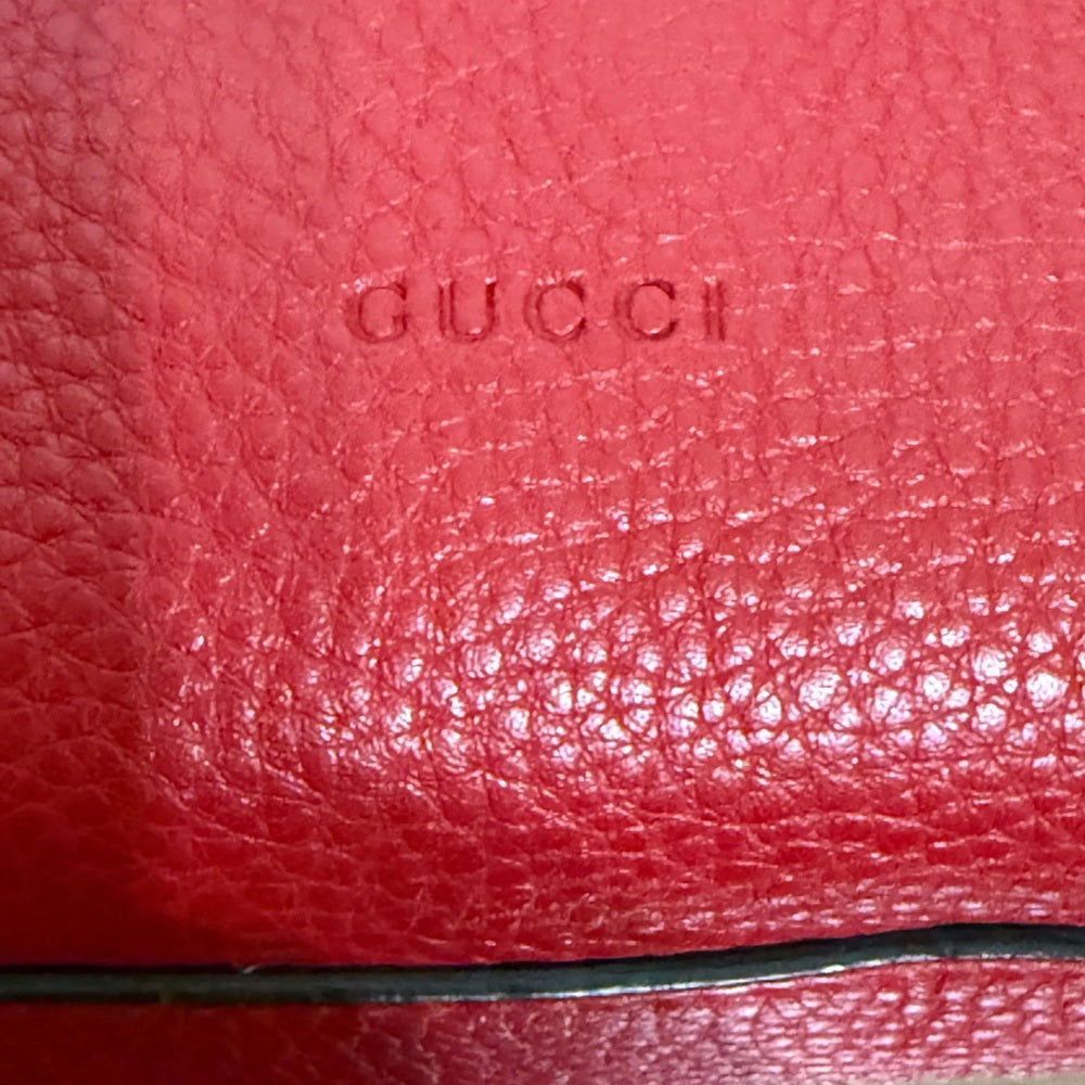 Gucci Bamboo Red Pebbled Leather 2 Way Bag