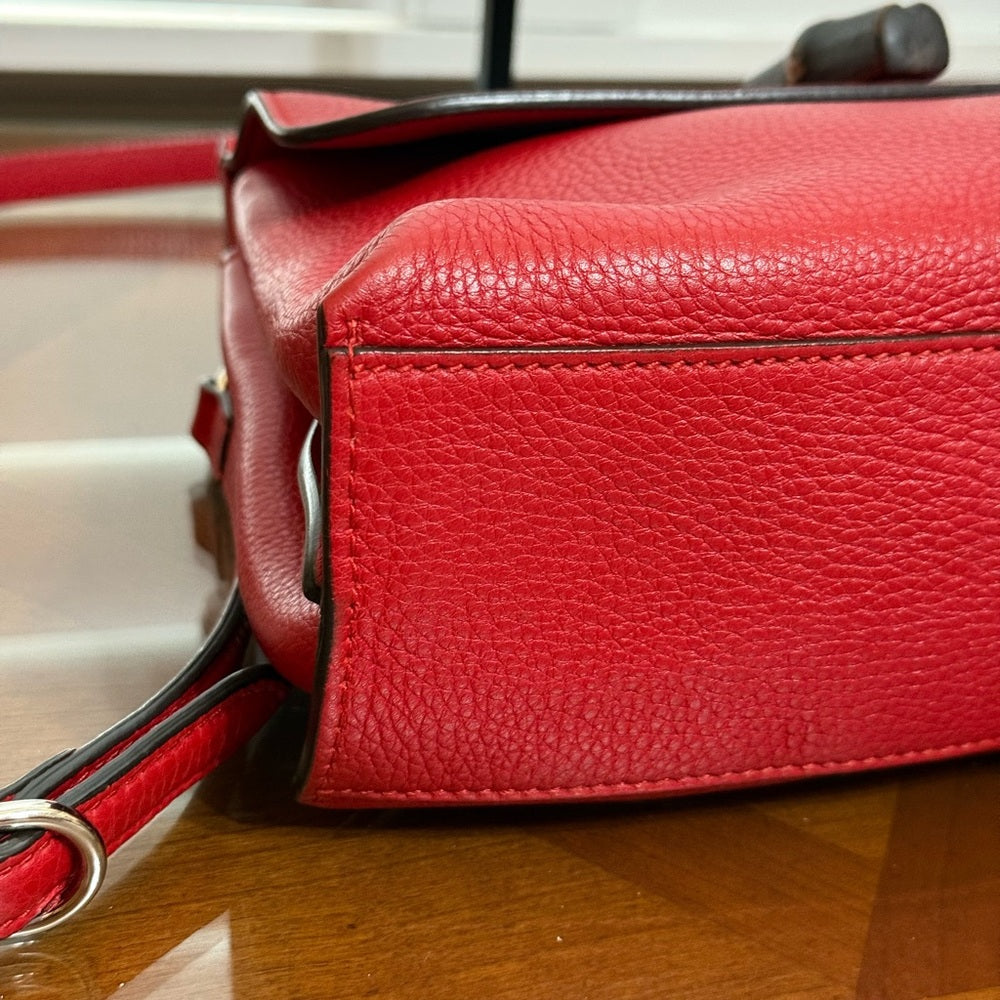 Gucci Bamboo Red Pebbled Leather 2 Way Bag