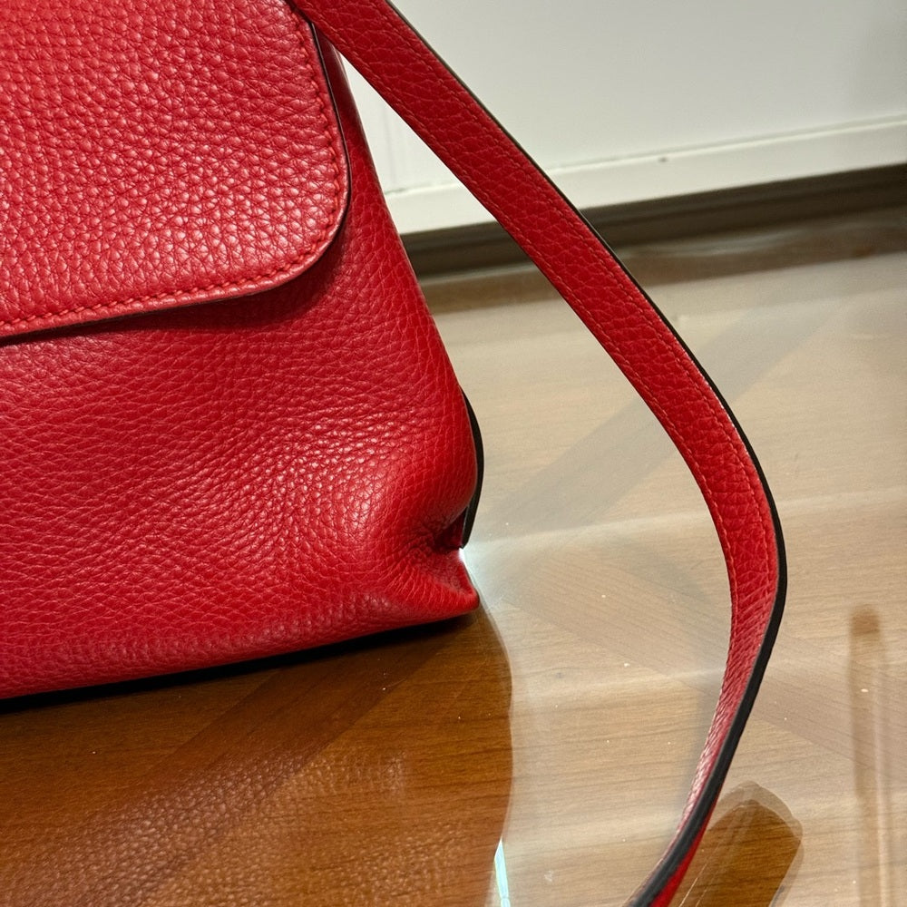 Gucci Bamboo Red Pebbled Leather 2 Way Bag