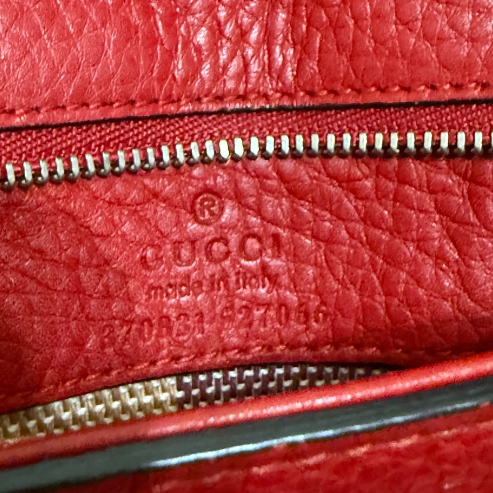 Gucci Bamboo Red Pebbled Leather 2 Way Bag