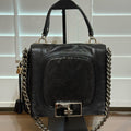 Celine Black Leather Bag with Chain Strap and Lock Set