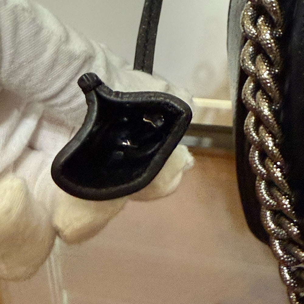 Celine Black Leather Bag with Chain Strap and Lock Set