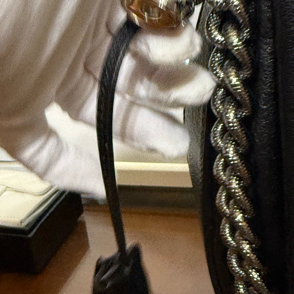 Celine Black Leather Bag with Chain Strap and Lock Set