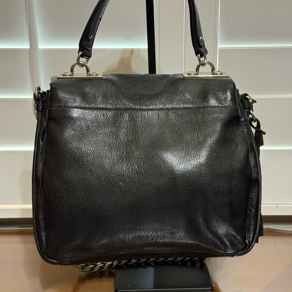 Celine Black Leather Bag with Chain Strap and Lock Set