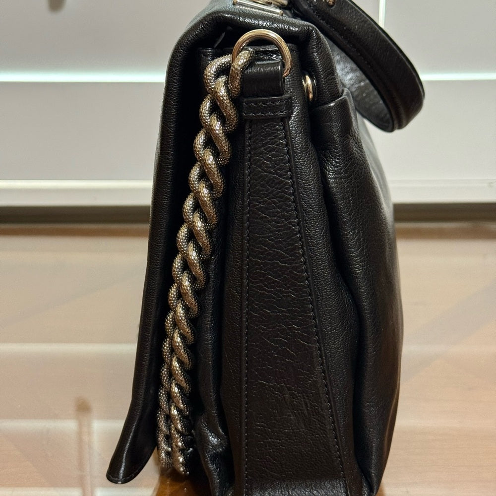 Celine Black Leather Bag with Chain Strap and Lock Set