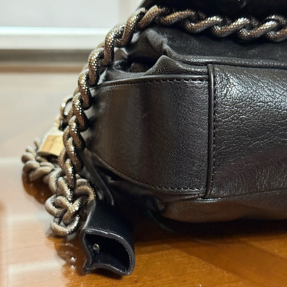 Celine Black Leather Bag with Chain Strap and Lock Set