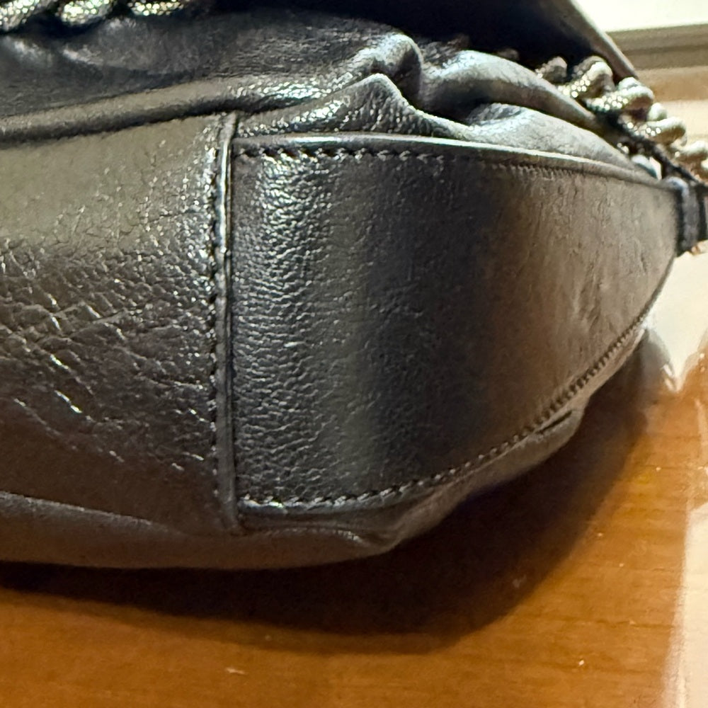 Celine Black Leather Bag with Chain Strap and Lock Set