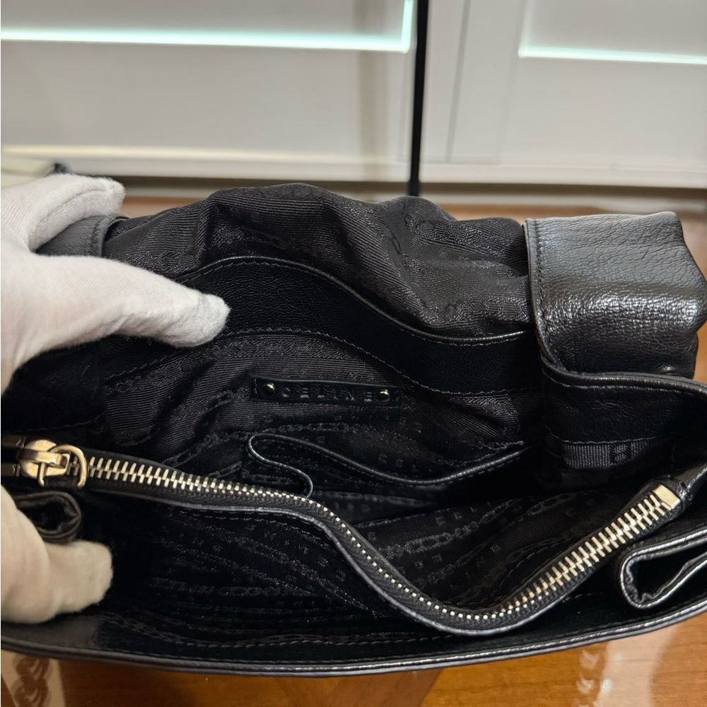 Celine Black Leather Bag with Chain Strap and Lock Set