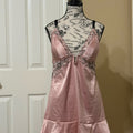 Auden Pink Satin Chemise with Lace Detail