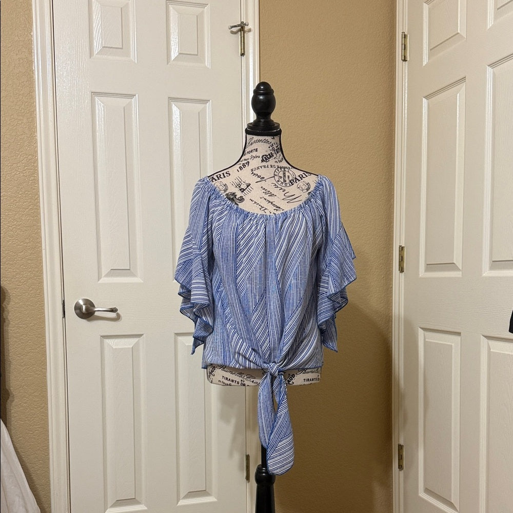 Tyche Blue and White Striped Blouse