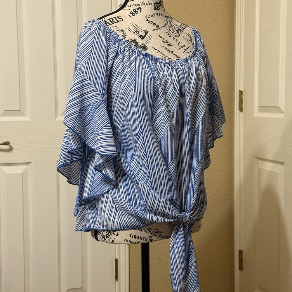 Tyche Blue and White Striped Blouse