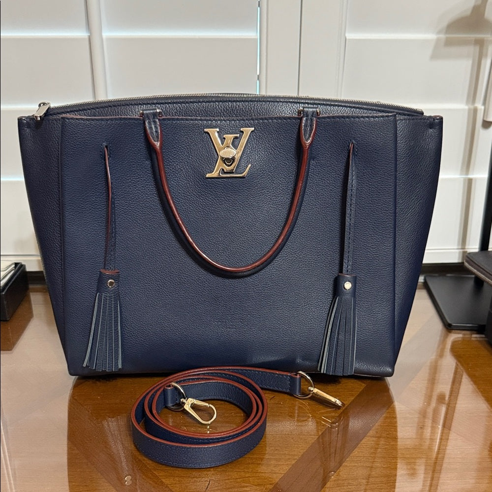 Louis Vuitton Leather Marine Rouge Lock Me Tote
