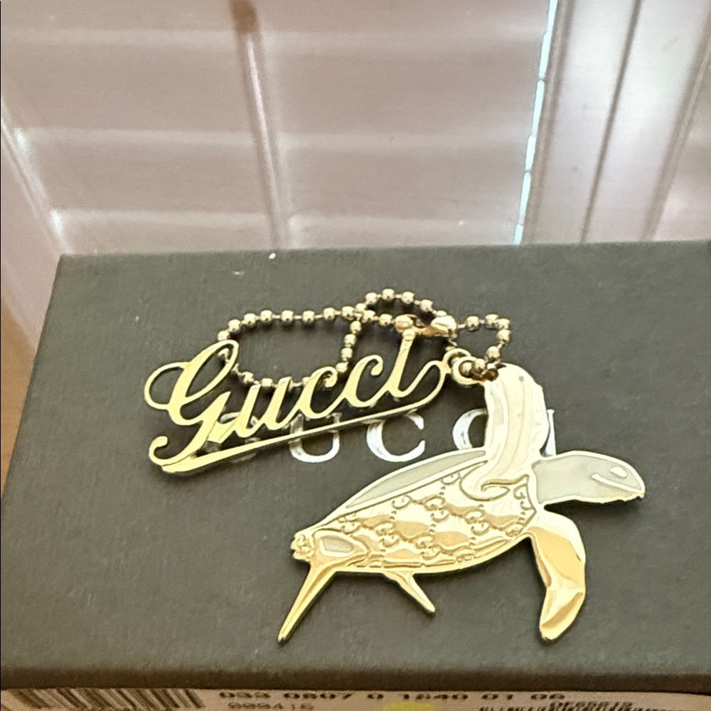 Gucci Gold Turtle Bag Charm Keychain