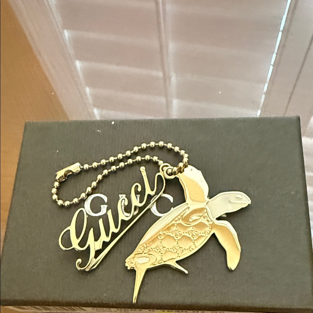 Gucci Gold Turtle Bag Charm Keychain