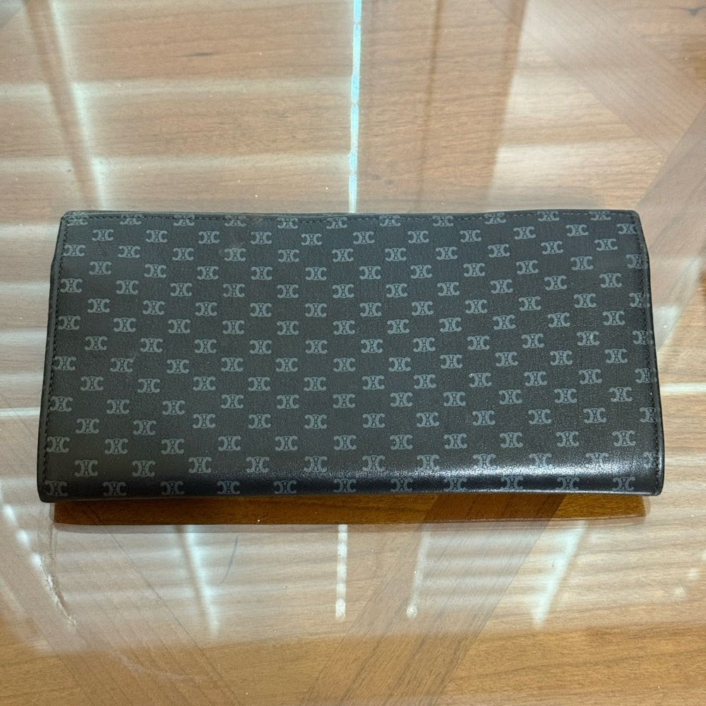 Celine Black and Grey Leather Macadam Long Wallet