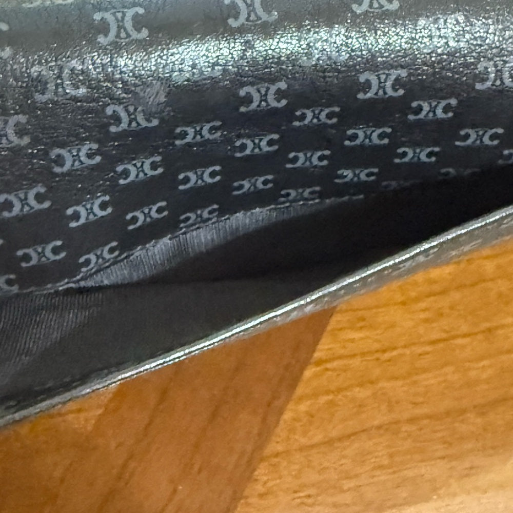 Celine Black and Grey Leather Macadam Long Wallet