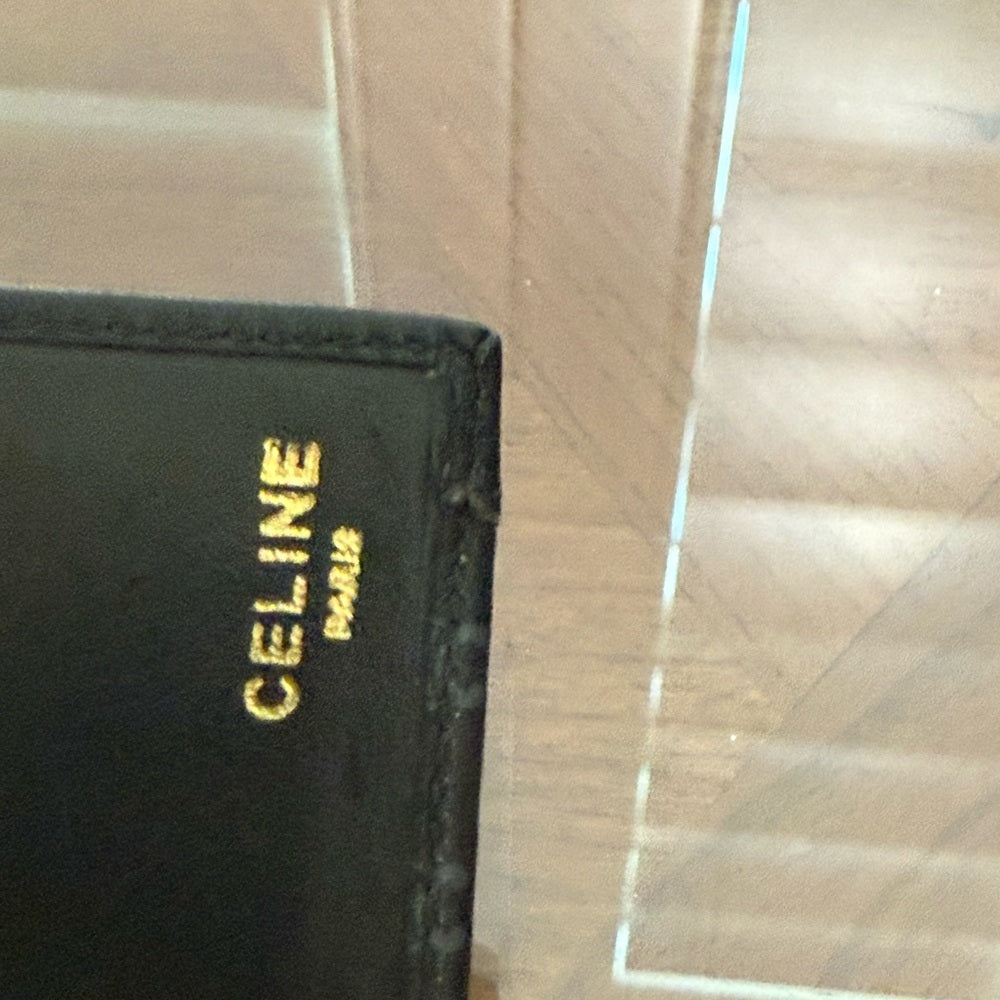 Celine Black and Grey Leather Macadam Long Wallet