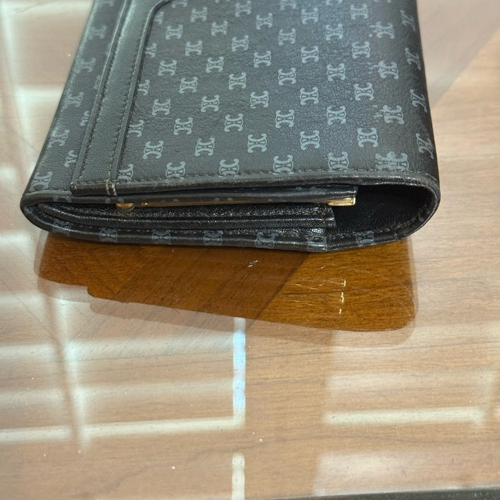Celine Black and Grey Leather Macadam Long Wallet