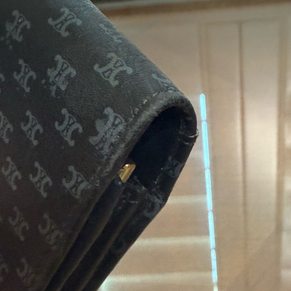 Celine Black and Grey Leather Macadam Long Wallet