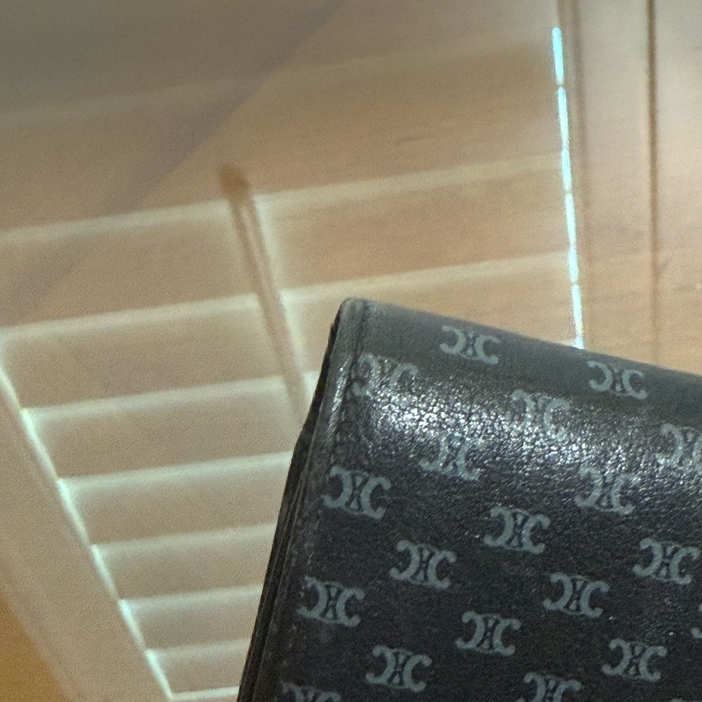 Celine Black and Grey Leather Macadam Long Wallet