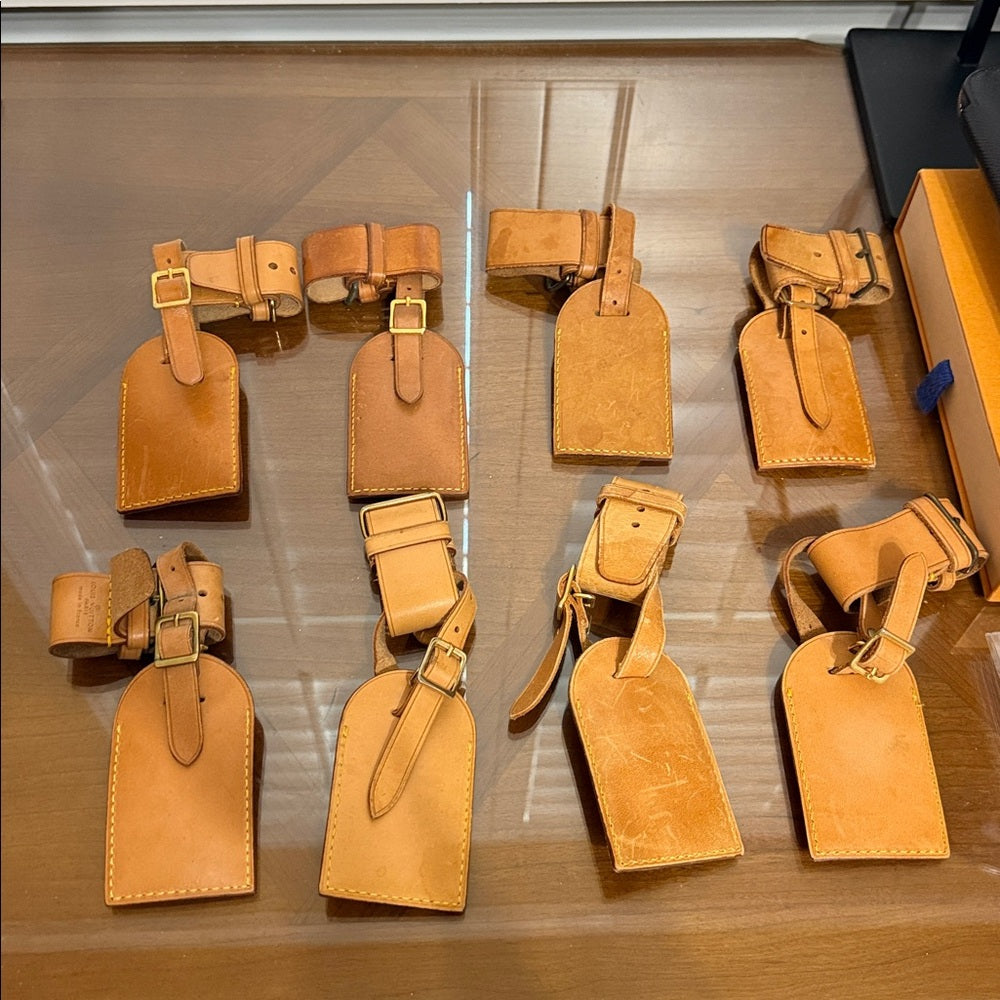 Louis Vuitton Tan Large Leather Luggage Tags and Poignets
