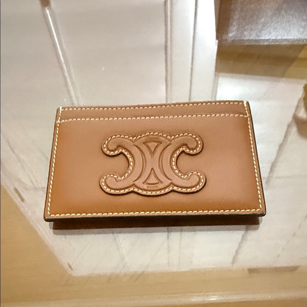 Celine Triomphe Brown Leather Card Holder